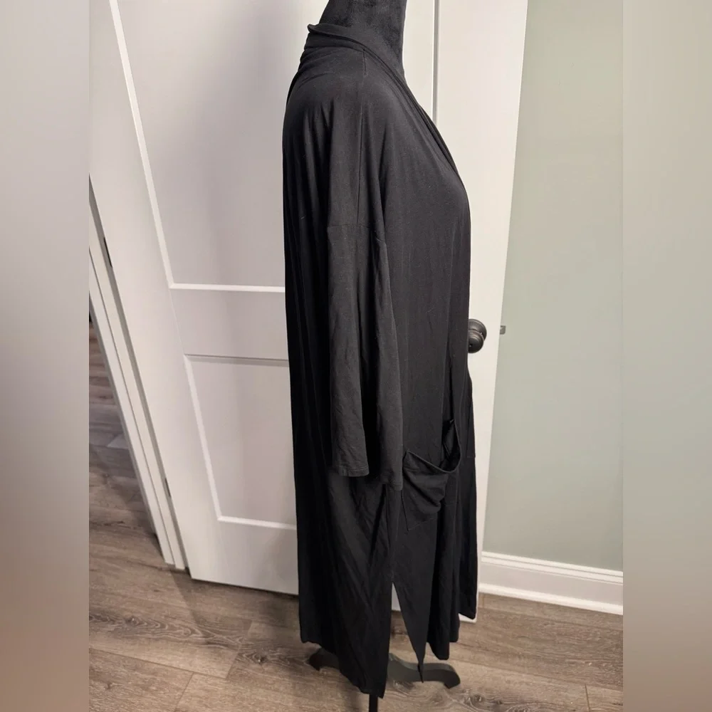 Eileen Fisher black Lightweight Tencel Cardigan Sweater Open Front
